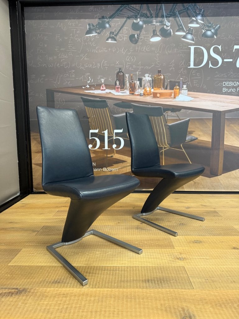 2 Als nieuw Rolf Benz 7800 Eetkamerstoel blauw leer Design, Twee, Blauw, Leer, Ophalen of Verzenden