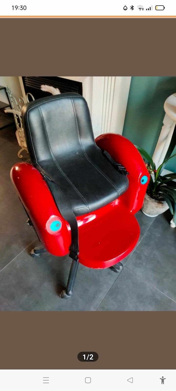 Unieke Kinder Knipstoel - Rood met Zwart, Ophalen, Gebruikt, Overige typen, Gordel(s)