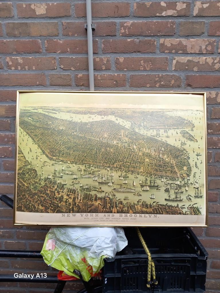Historische kaart New York & Brooklyn, ca. 1820, Ingelijst, 1800 - 1899, Cartografie, Ophalen of Verzenden