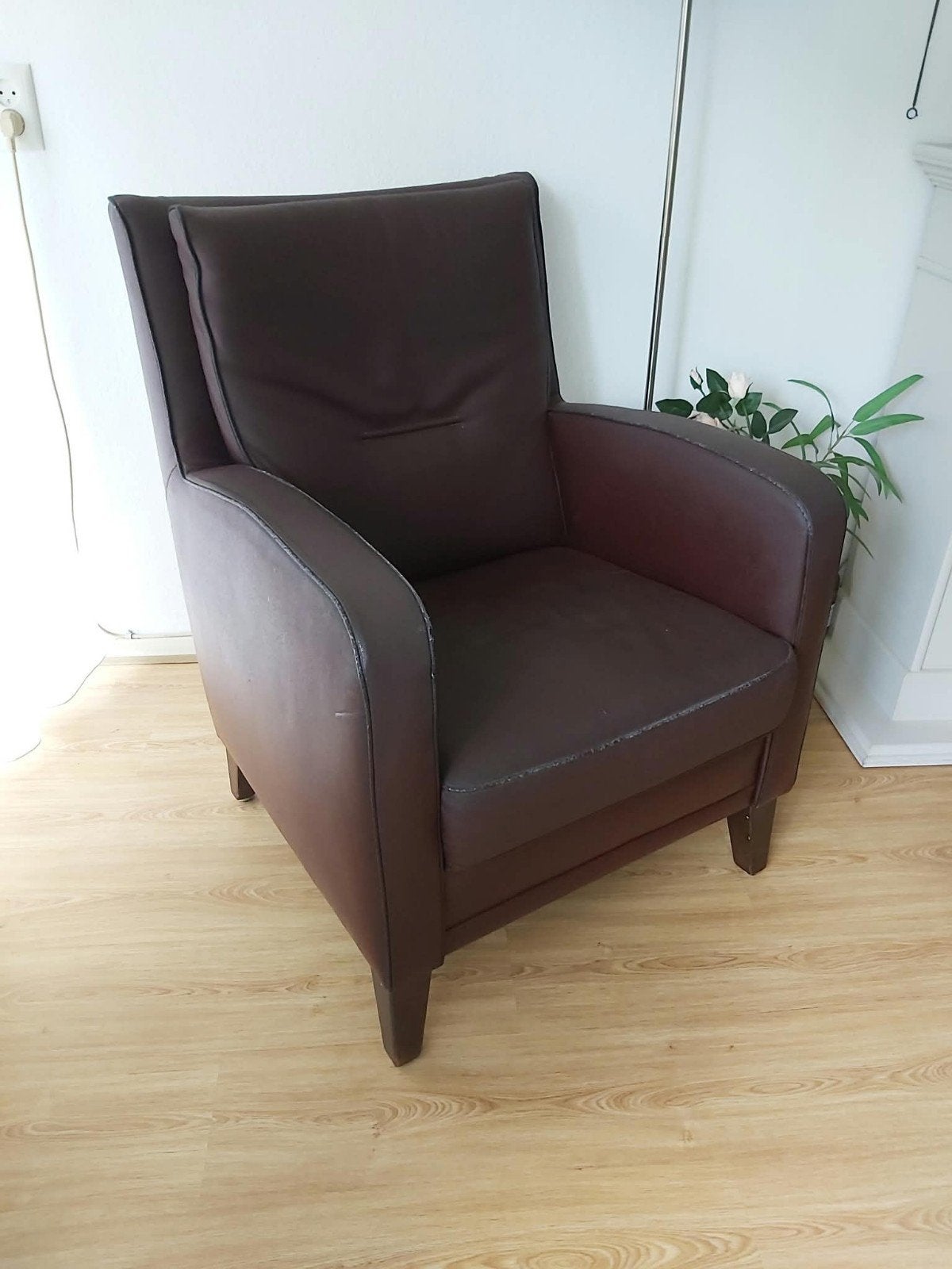 Leren fauteuil - 94x70x67 cm, Gebruikt, Minder dan 75 cm, Leer, Ophalen of Verzenden