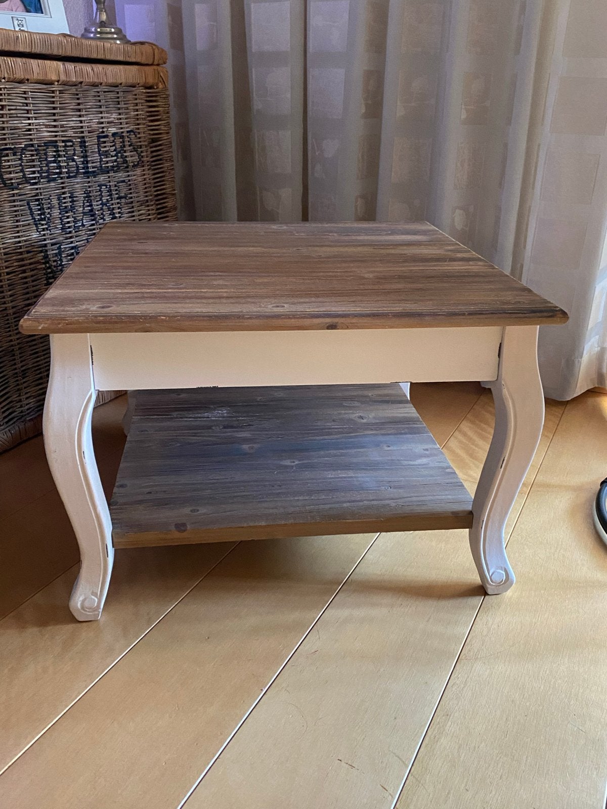 Xenos houten salontafel met wit onderstel, Huis en Inrichting, Tafels | Salontafels, Ophalen, 50 tot 100 cm, Vierkant, 50 tot 100 cm