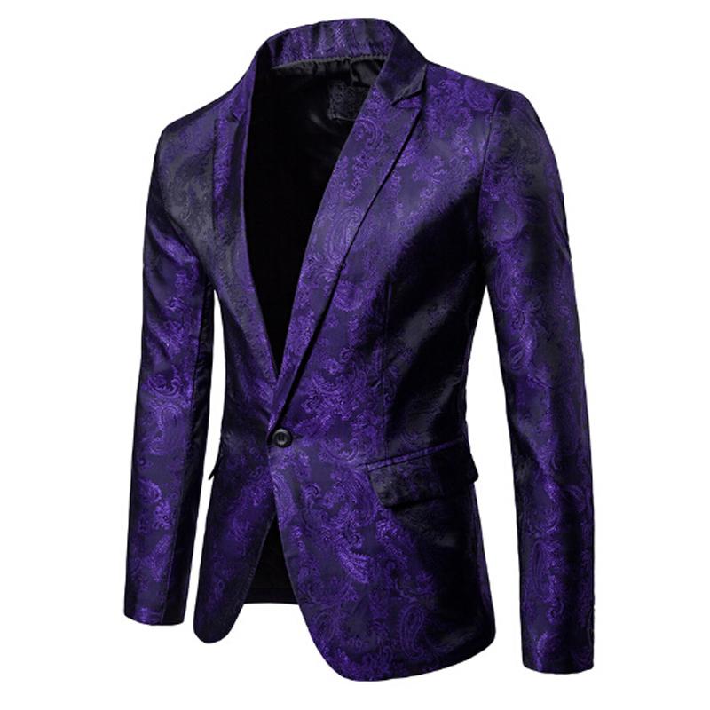 Heren paars paisley colbert mannen blazer jasje bloemen, Kleding | Heren, Kostuums en Colberts, Verzenden, Nieuw, Overige maten