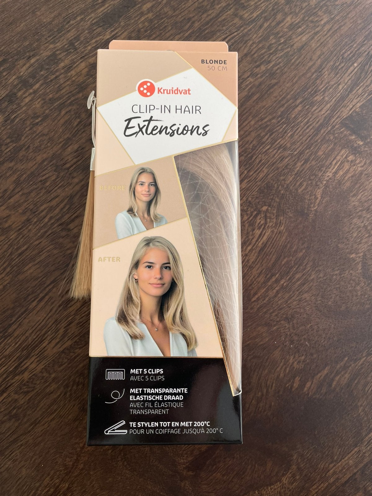 Clip-in hair extensions 50cm, Sieraden, Tassen en Uiterlijk, Uiterlijk | Haarverzorging, Ophalen, Zo goed als nieuw, Pruik of Haarverlenging