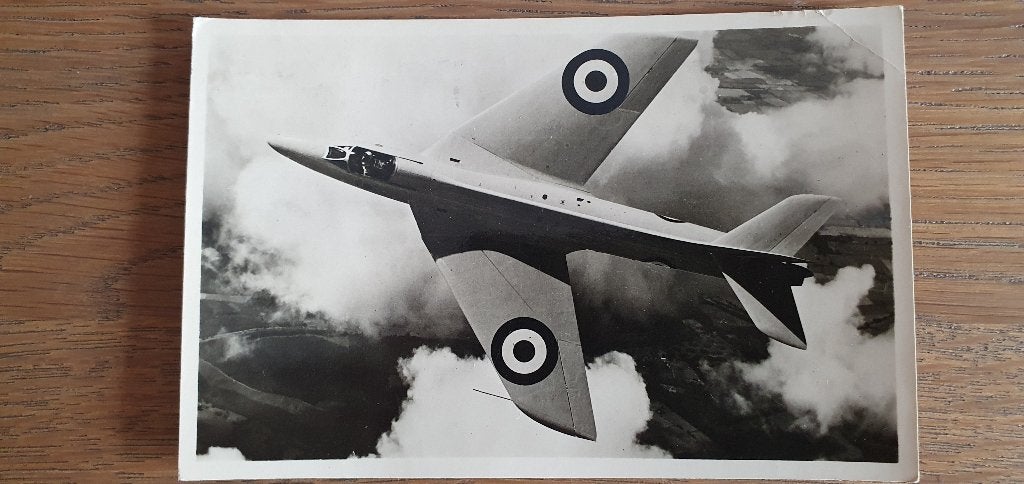 Vintage ansichtkaart van Hawker "Hunter" 1961, Ophalen of Verzenden, 1960 tot 1980, Gelopen, Overige thema's