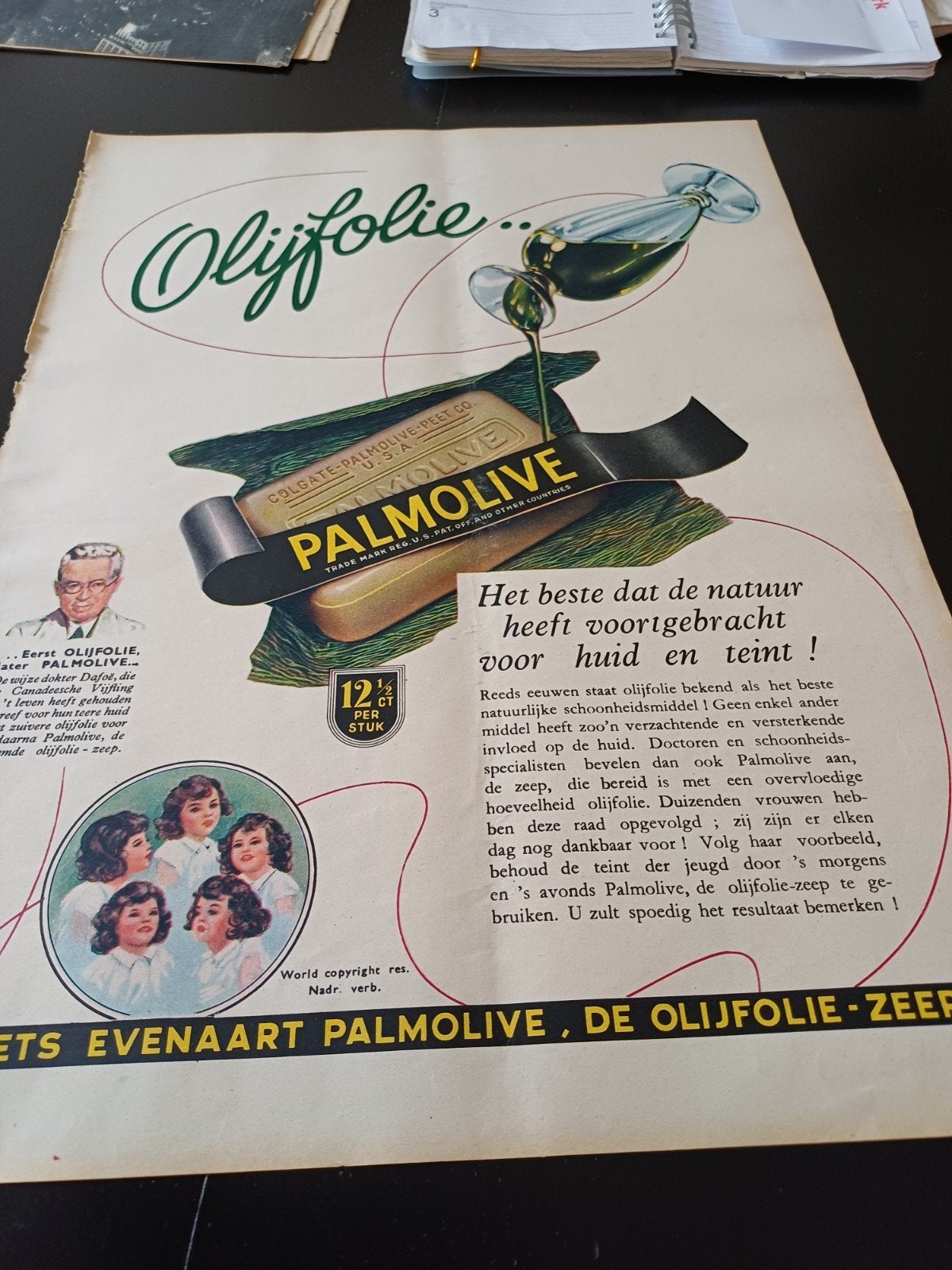 paginagrote kleuren advertentie Palmolive vijftig 1939, Ophalen of Verzenden, Zo goed als nieuw, Overige typen