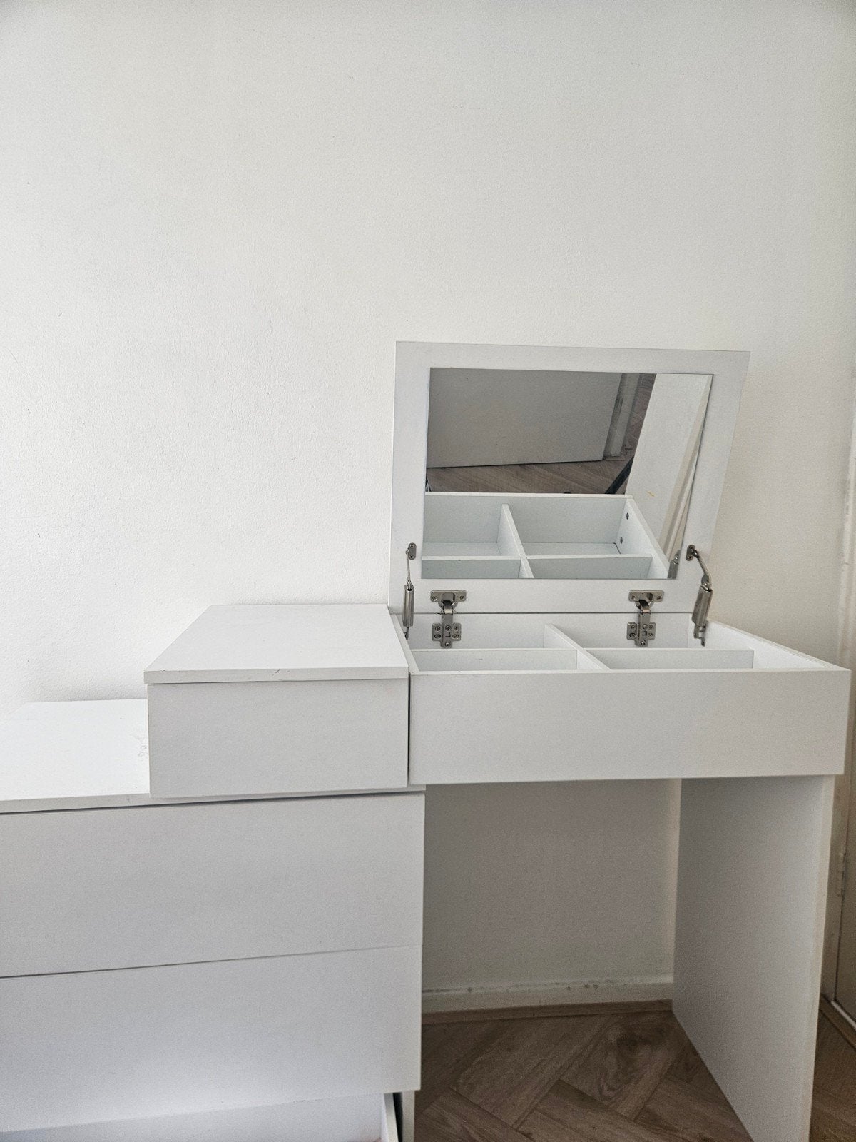 Kaptafel met Spiegel en Lades, Wit, Huis en Inrichting, Tafels | Kaptafels, Ophalen, 100 tot 150 cm, Modern, Scandinavisch, Nieuw