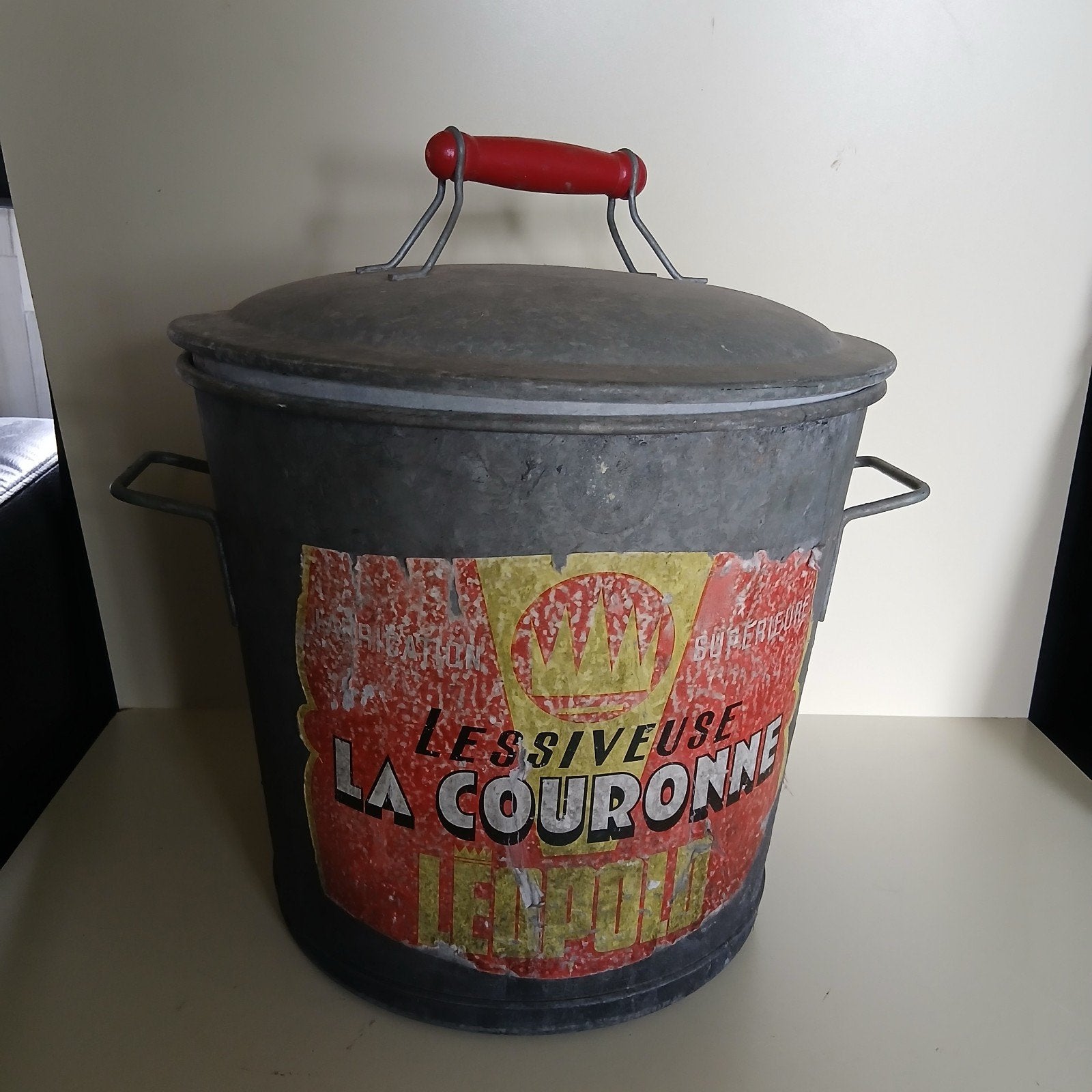 Zinken wasketel, wasemmer, bak met deksel, Antiek en Kunst, Curiosa en Brocante, Ophalen of Verzenden