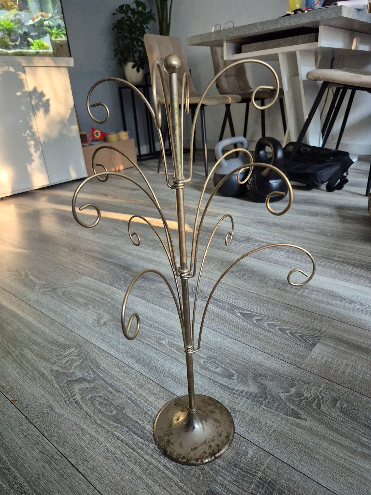 Vintage gouden mokkenhouder / sieradenrekje, Vintage, Gebruikt, Ophalen of Verzenden, Goud