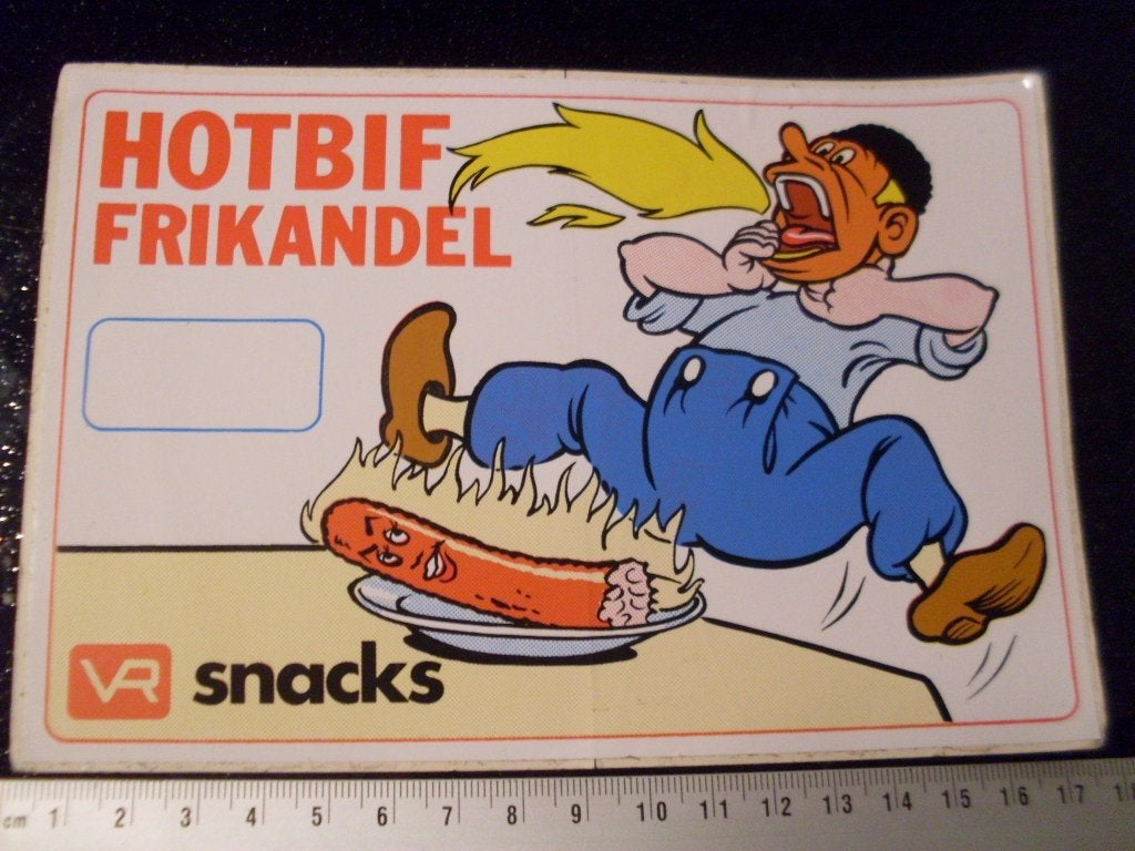 sticker VR snacks logo hotbif frikandel vanReusel, Verzenden, Zo goed als nieuw, Merk