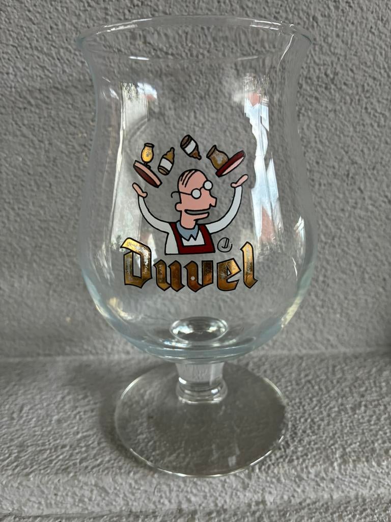 Duvel bierglas jonglerende ober, Ophalen of Verzenden, Gebruikt, Glas of Glazen, Duvel