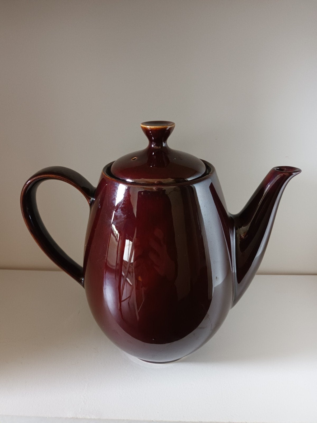 Antiek vintage bruine koffie- en theepot, Ophalen of Verzenden