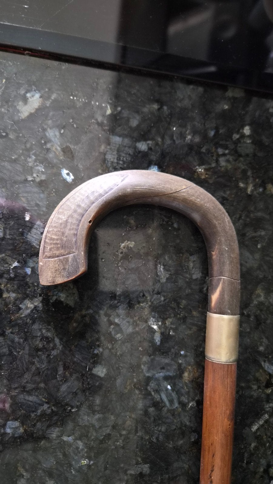 Wandelstok met een handvat van been en nickel zilver.., Antiek en Kunst, Antiek | Overige Antiek, Ophalen of Verzenden