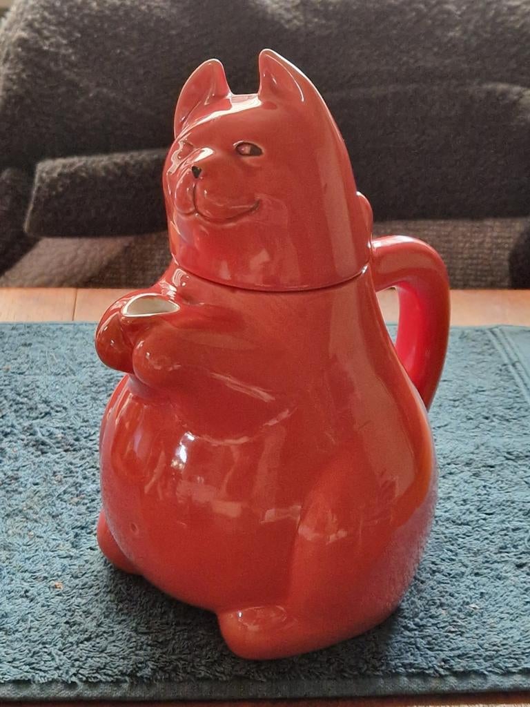 Vintage Theepot de Rode Kater.Jan Kruis Jans en de kinderen., Verzamelen, Ophalen of Verzenden