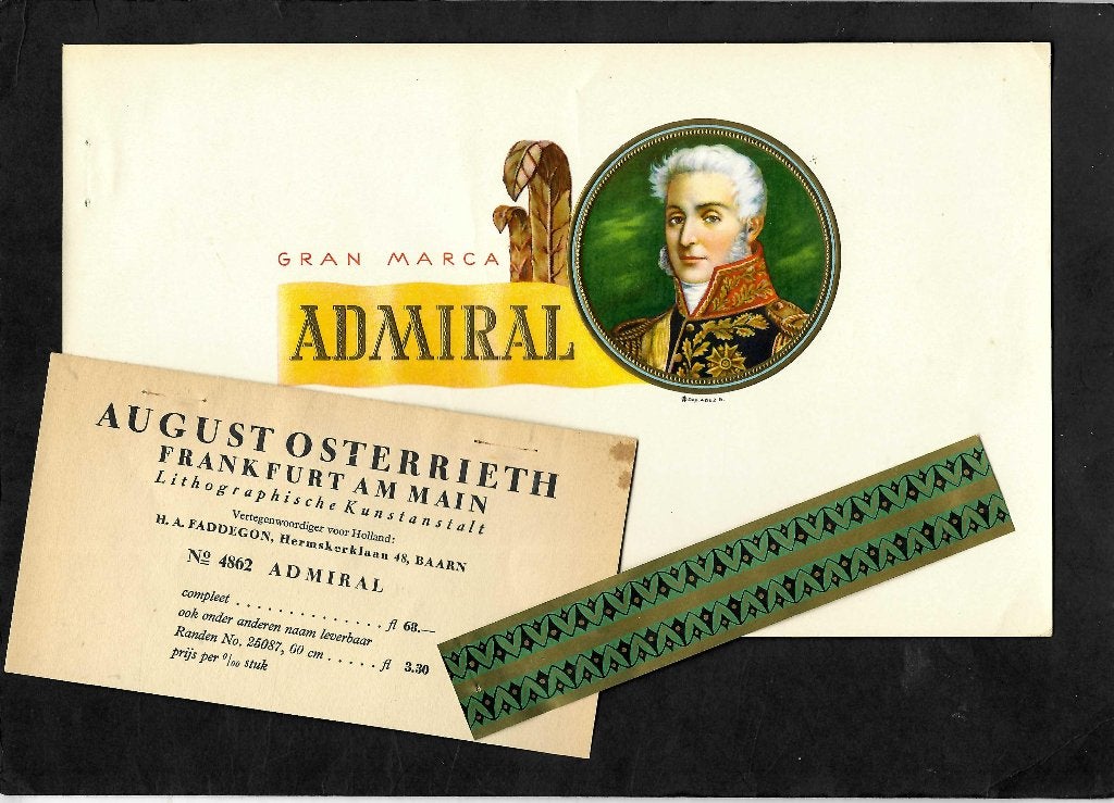 August Osterrieth   set etiket  Admiral, Ophalen of Verzenden, Gebruikt, Sigarenbandjes