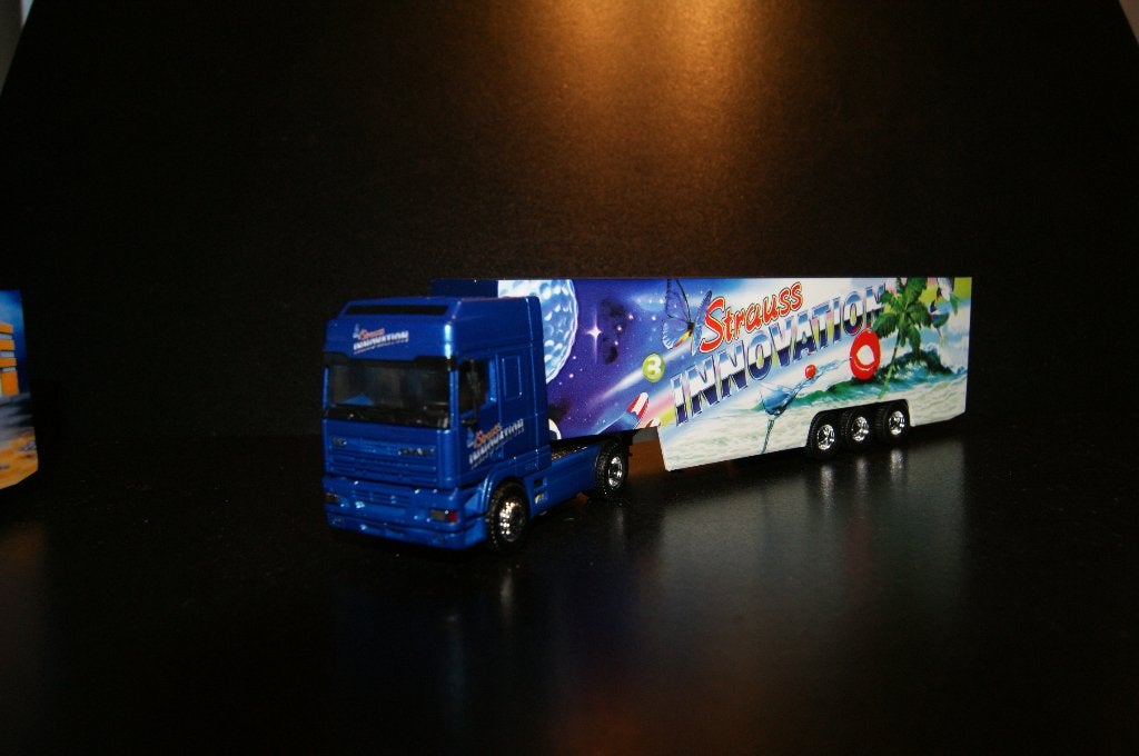 894 herpa daf 95 ssc strauss innovation oplegger 1:87 truck, Ophalen of Verzenden, Zo goed als nieuw, Bus of Vrachtwagen, Herpa