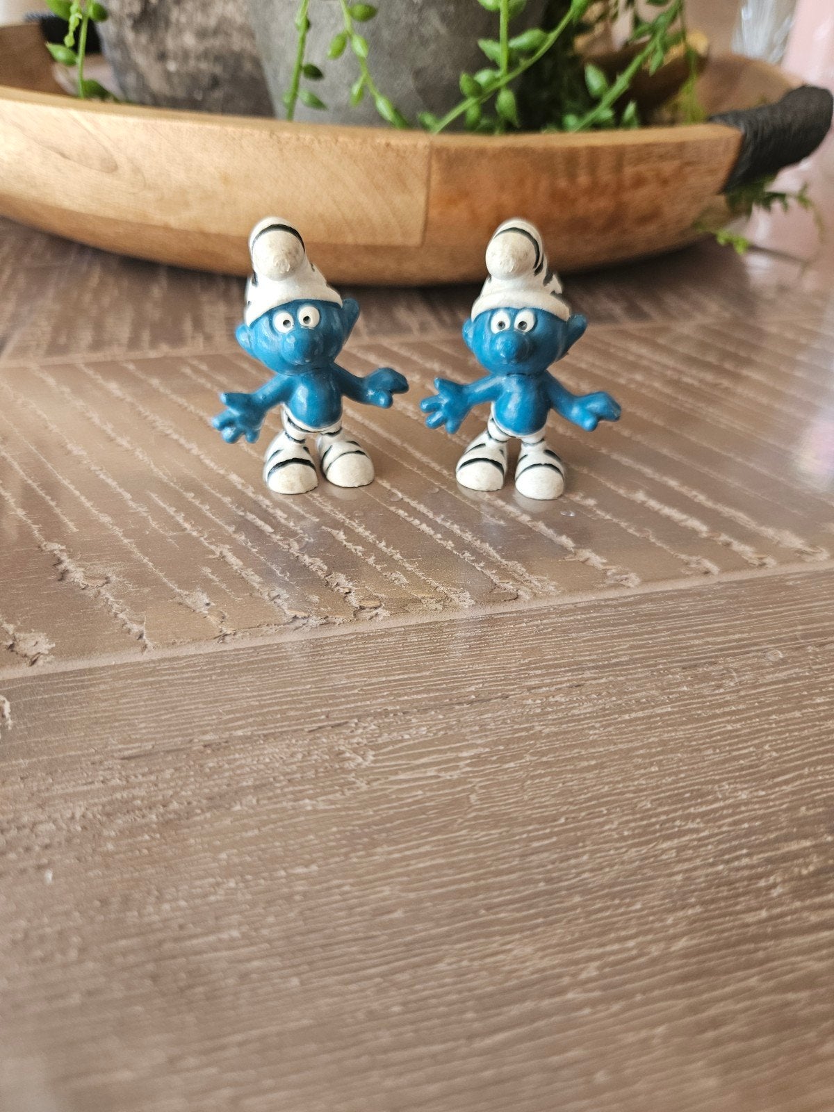 Vintage Smurfen Schleich Hong Kong 1965 - Set van 2, Verzamelen, Smurfen, Ophalen of Verzenden, Gebruikt, Poppetje, Figuurtje of Knuffel