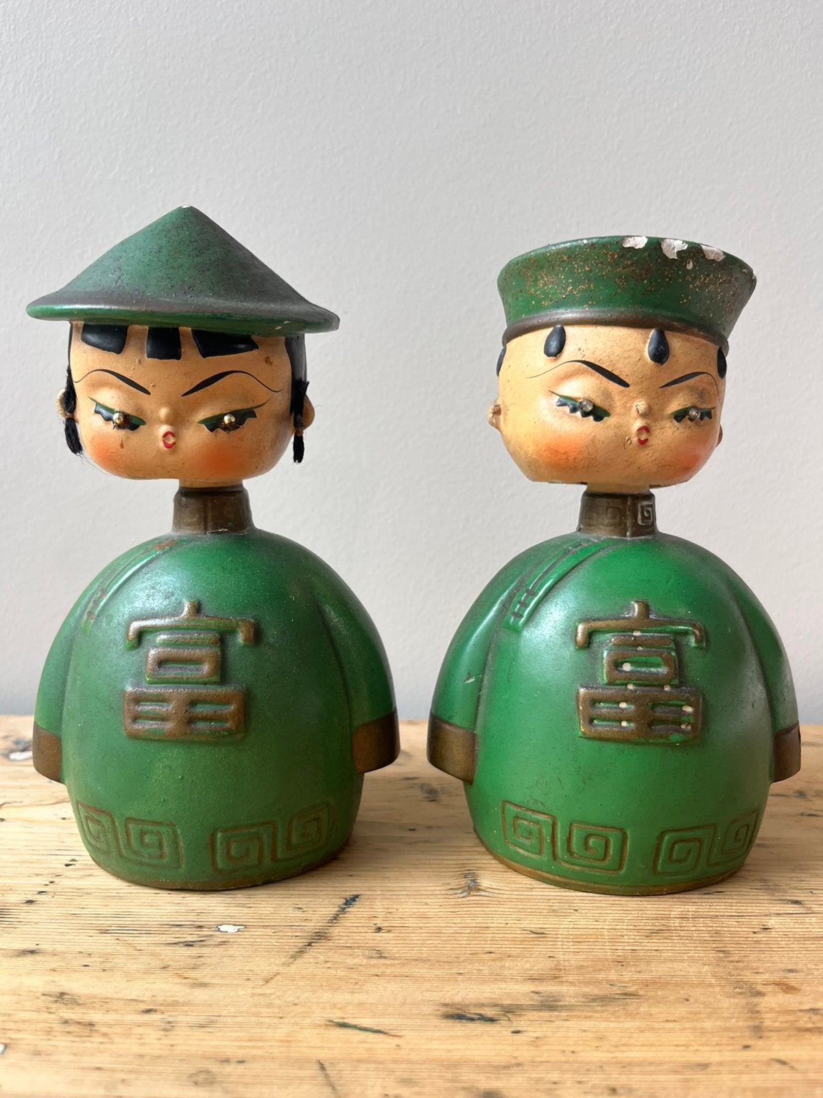 Vintage setje Chinese Fu spaarpotten wiebelhoofd bobbledhead, Ophalen of Verzenden