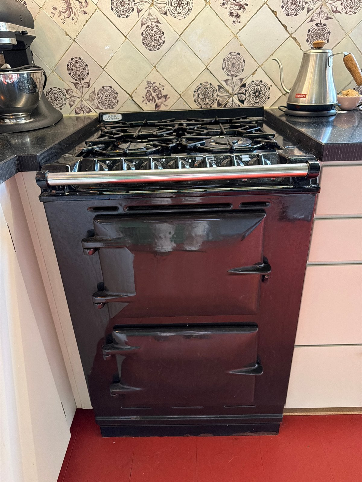 Goed werkende en nette AGA fornuis met 4 gaspitten en 2 oven, Ophalen, Gebruikt, Hete lucht, 60 cm of meer