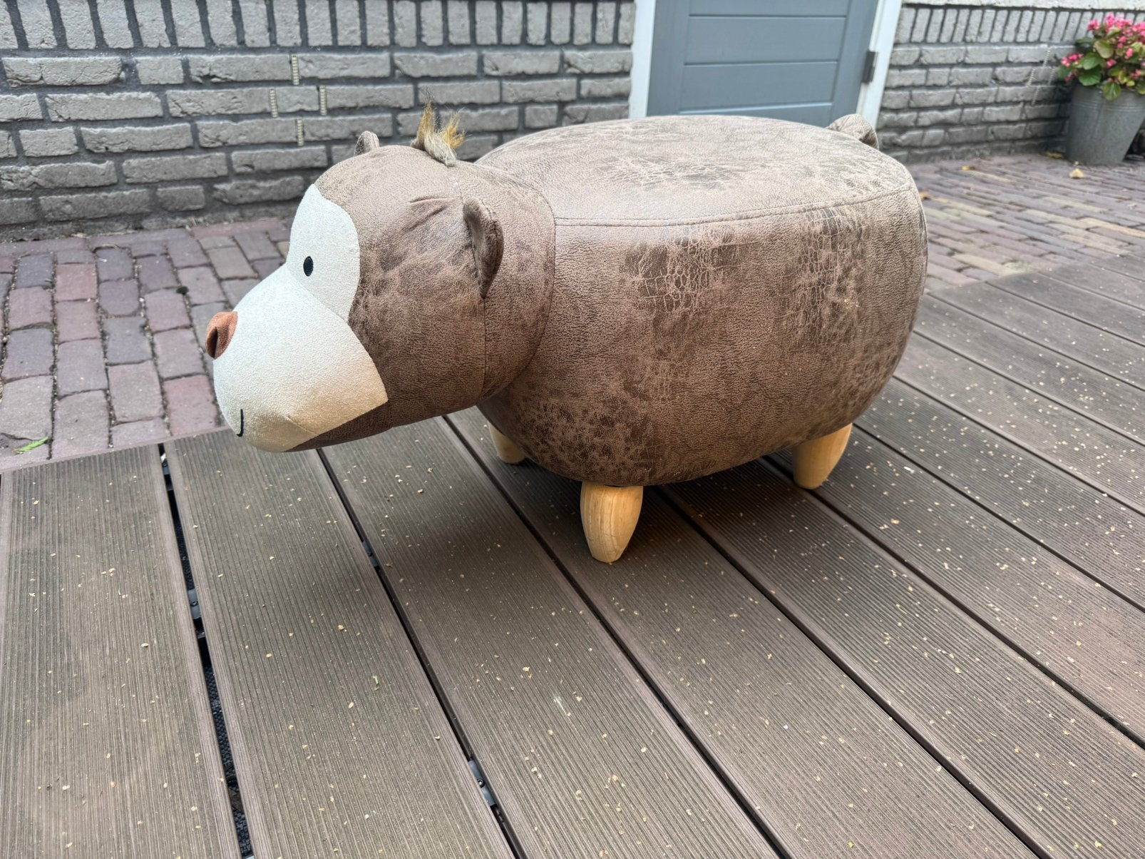 Poef aap, zeer goede staat, Huis en Inrichting, Ophalen, Zo goed als nieuw, Rond, Minder dan 50 cm