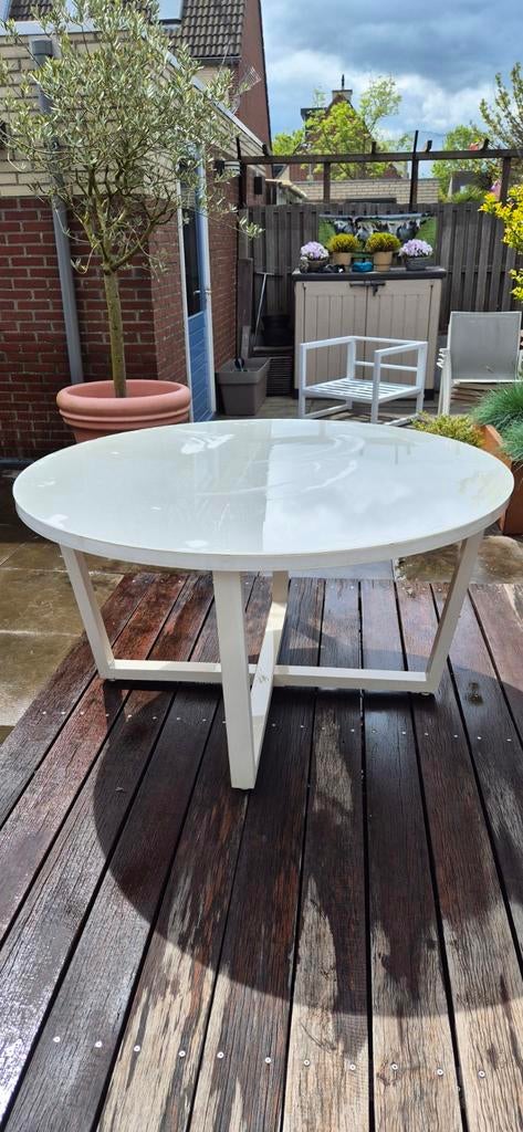 Tuintafel gepoedercoat Aluminium 140 rond, Tuin en Terras, Tuintafels, Ophalen, Gebruikt, Rond, Aluminium