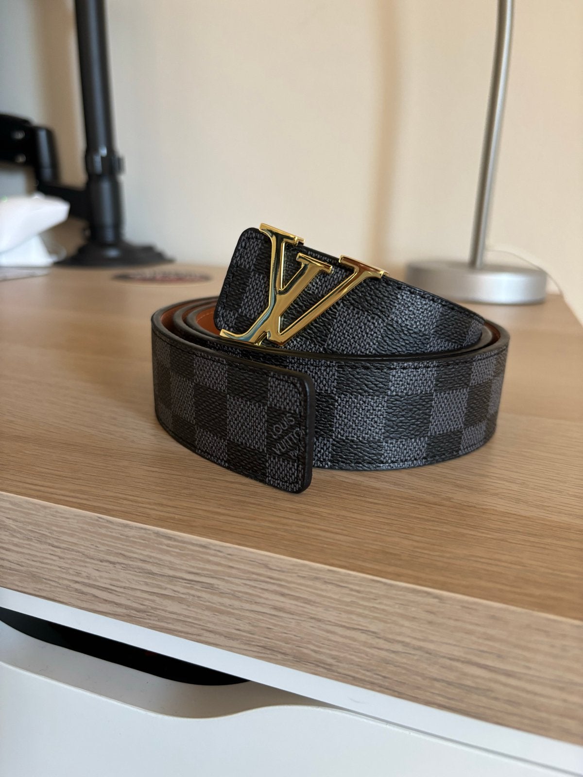 Louis Vuitton Damier Graphite Riem - Zo goed als nieuw, 95 tot 105 cm, Overige kleuren, Echt leder, Ophalen of Verzenden