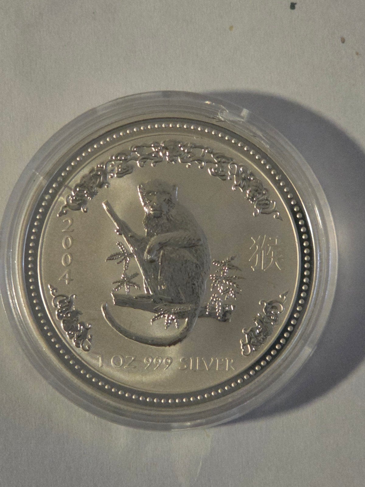 1 oz zilveren munt Lunar Serie I 2004 Jaar van de Aap, Ophalen of Verzenden, Losse munt, Zilver