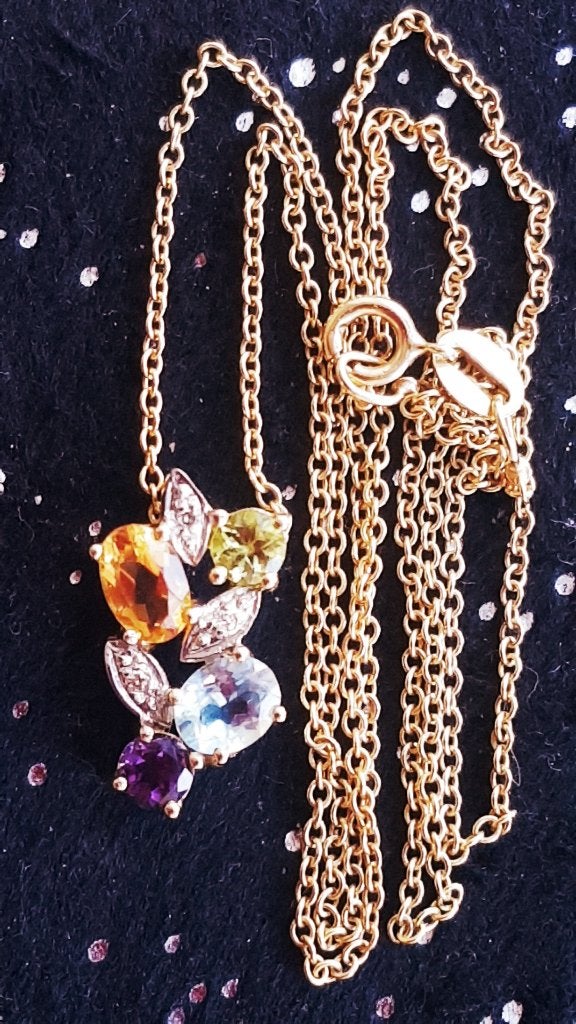 Prachtige gouden ketting met diverse edelstenen 14 karaats, Verzenden, Nieuw, Met edelsteen, Goud