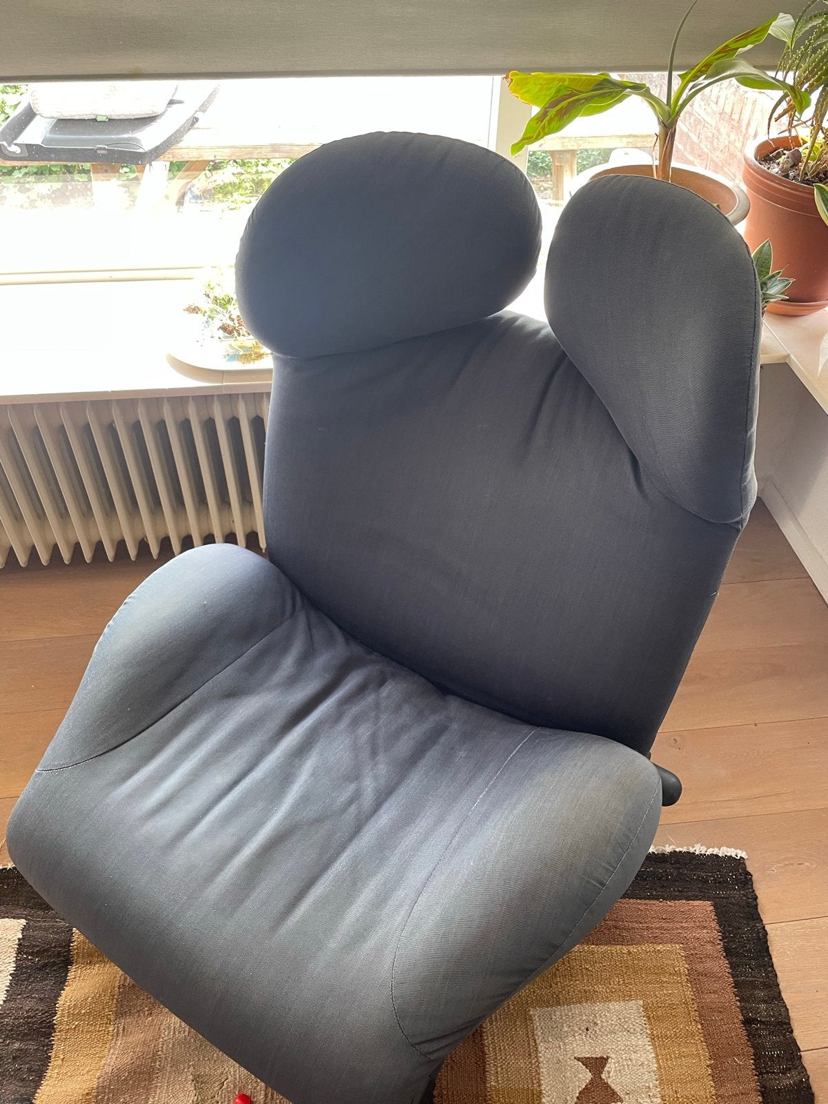 Blauwgrijze cassina wink fauteuil, Blauw, Ophalen of Verzenden, Zo goed als nieuw, Eén