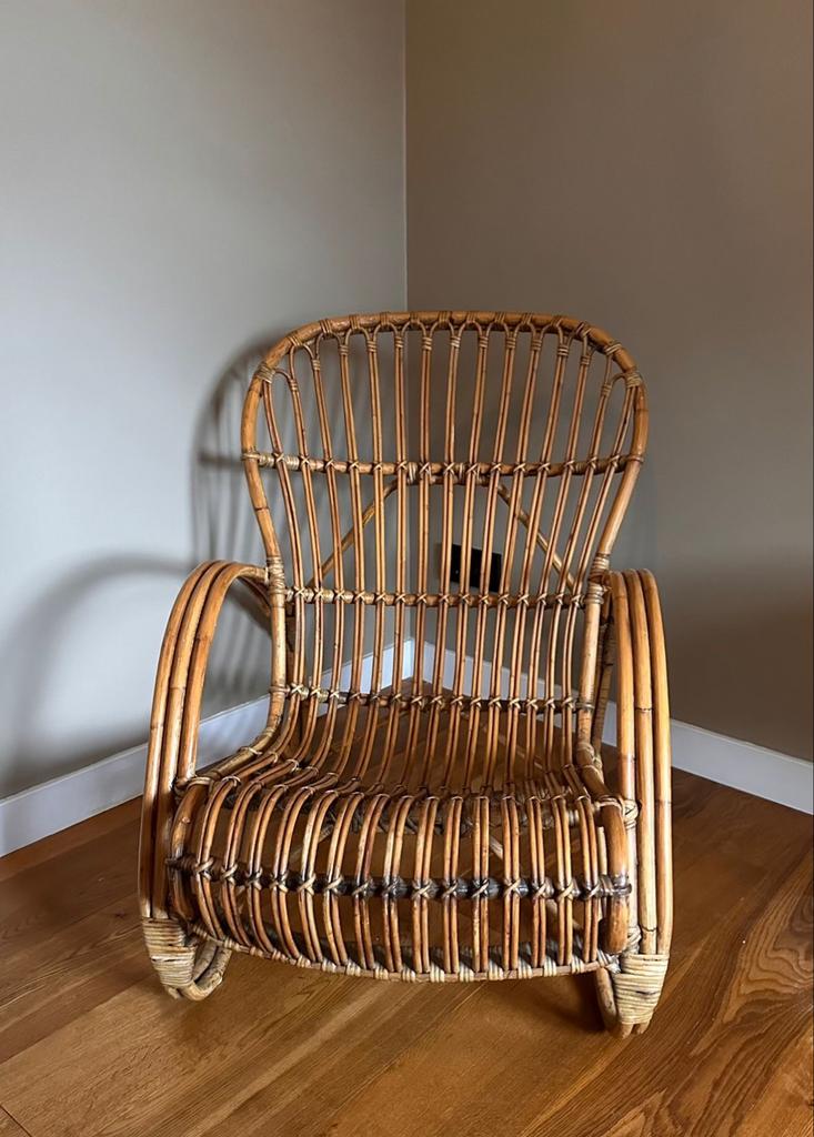 Mooie rotan stoel, Huis en Inrichting, Stoelen, Ophalen, Gebruikt, Bruin, Riet of Rotan