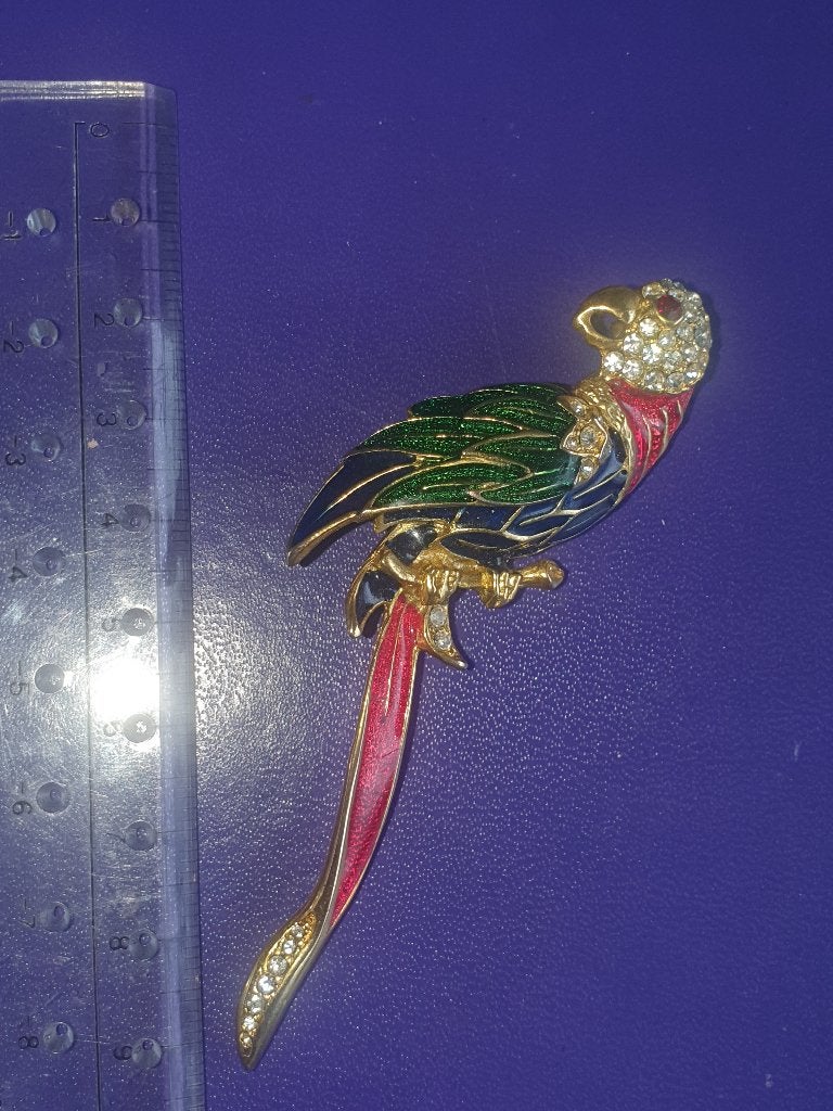 Broche papagaai, Overige materialen, Ophalen of Verzenden, Zo goed als nieuw, Goud