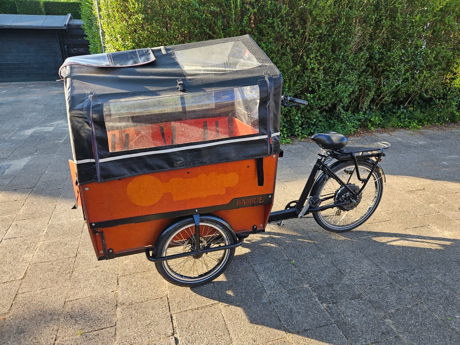 Babboe bakfiets Max-E met huif., Ophalen of Verzenden, Gebruikt