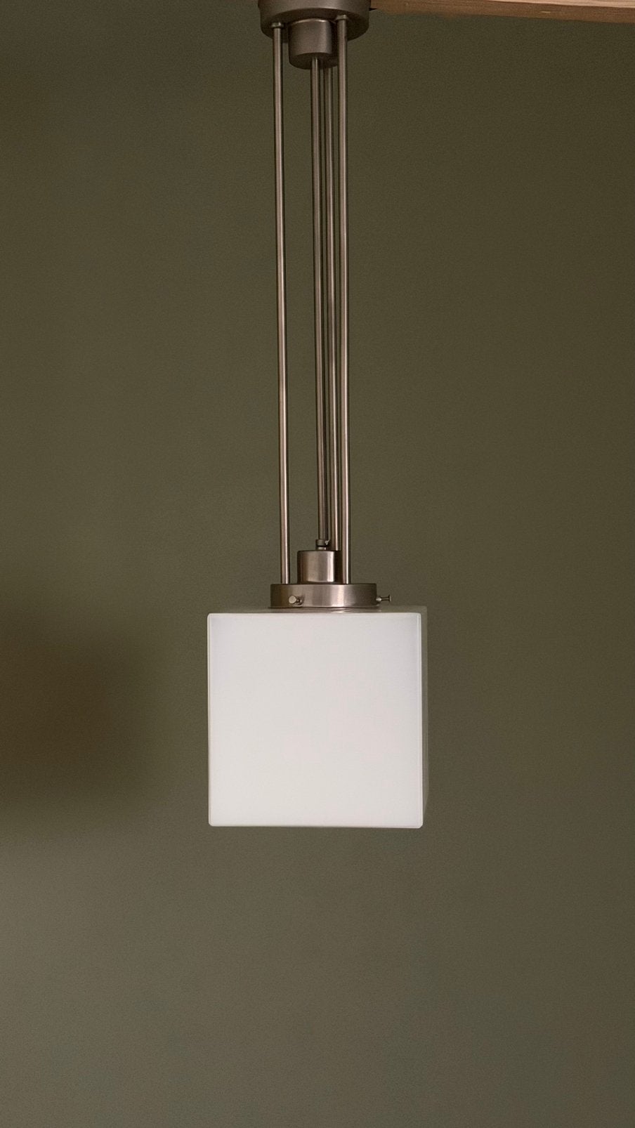 Vintage art deco Giso Gispen hanglamp pendellamp kubus XXL, Gebruikt, NB, Glas, E27 (groot)