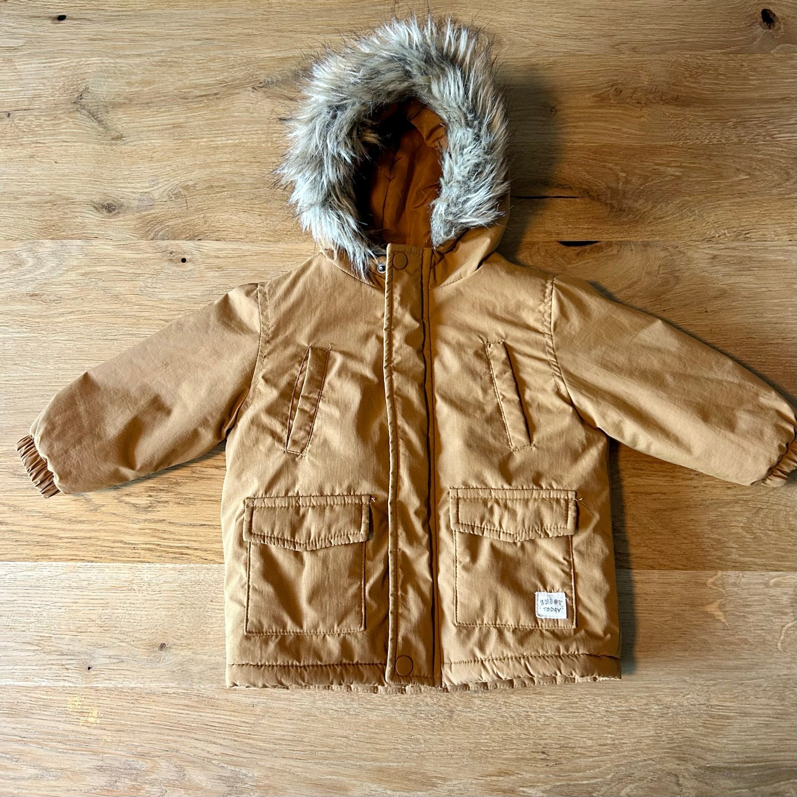 Mango baby winterjas met teddy voering en capuchon, Ophalen of Verzenden, Nieuw, Jongetje of Meisje, Jasje