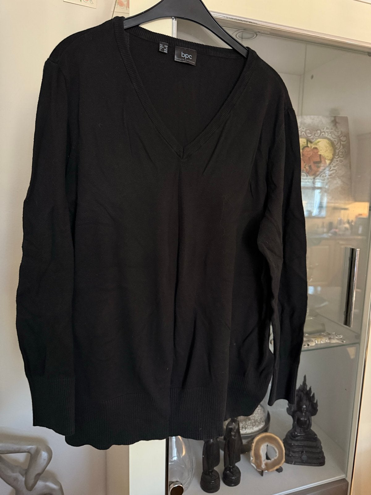 Zwarte V-hals trui van BPC, maat 48/50, Kleding | Dames, Ophalen of Verzenden, Zo goed als nieuw, Zwart, Trui of Vest