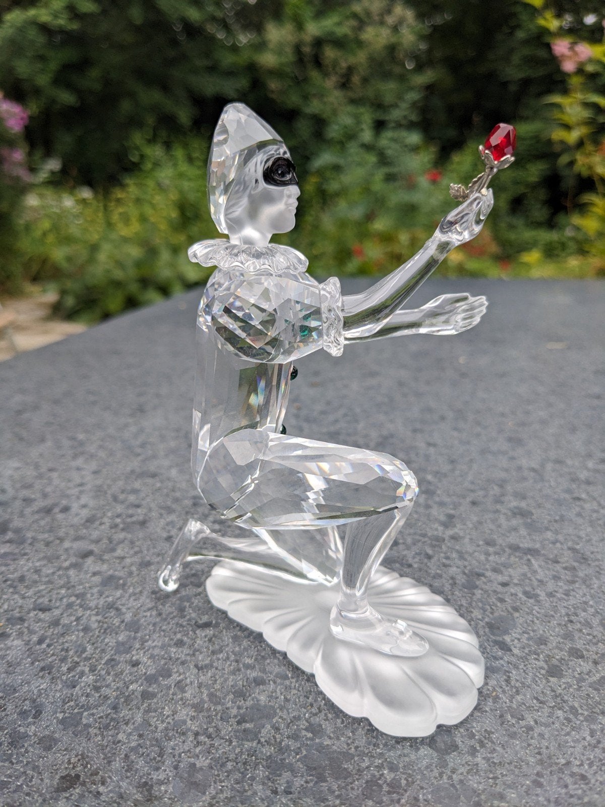 Swarovski Harlekijn met Rode Roos Kristalbeeldje, Ophalen of Verzenden