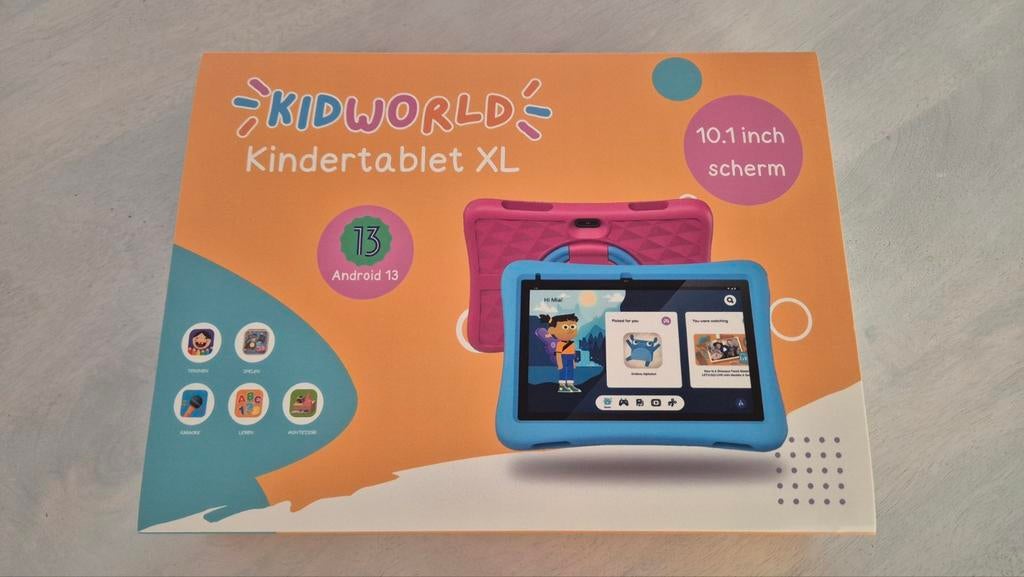 KidWorld Kindertablet XL - 10.1 inch, Android 13, 64GB, 10 inch, Usb-aansluiting, KidWorld, Ophalen of Verzenden
