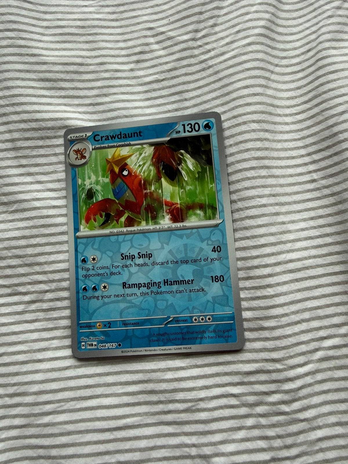 Crawdaunt reverse holo pokemon kaart, Ophalen of Verzenden, Zo goed als nieuw