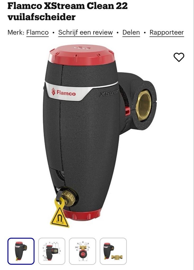 Flamco XStream Clean 22 vuilafscheider voor warmtepomp of CV, Ophalen of Verzenden, Minder dan 3 jaar oud, Minder dan 20 liter