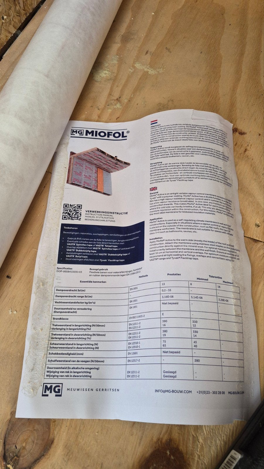 MG Miofol Active Vochtregulerende Klimaatfolie 1.5x30m, Doe-het-zelf en Verbouw, Ophalen of Verzenden, Nieuw, 15 m² of meer, Folie