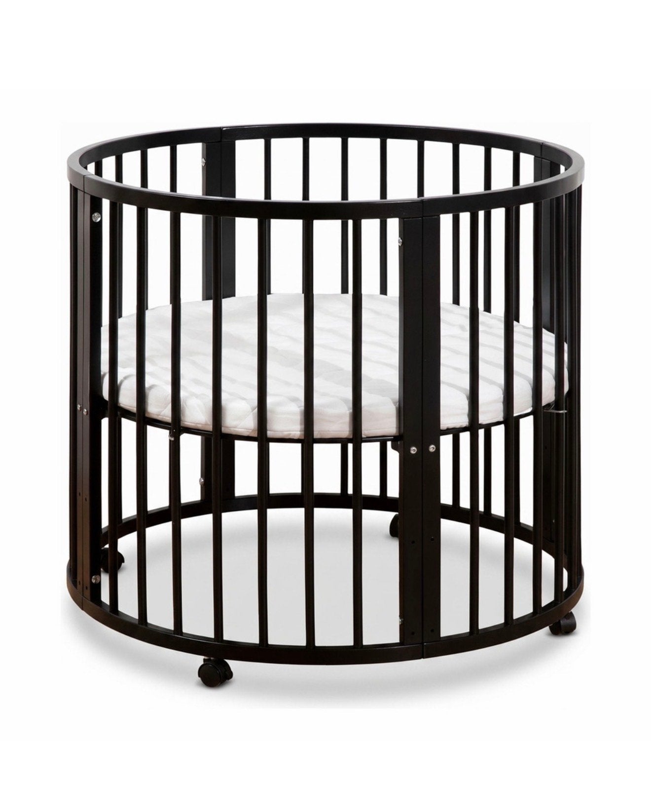 Buxibo Ronde Houten Babybox Zwart met Matras en Wielen, Ophalen, Zo goed als nieuw, Overige typen