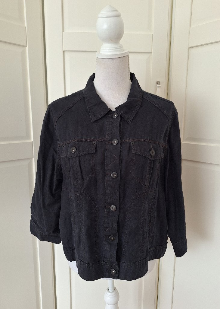 DIDI zwart kort linnen jeans jack jasje XXL (valt als XL), Zwart, Maat 46/48 (XL) of groter, Didi, Ophalen of Verzenden