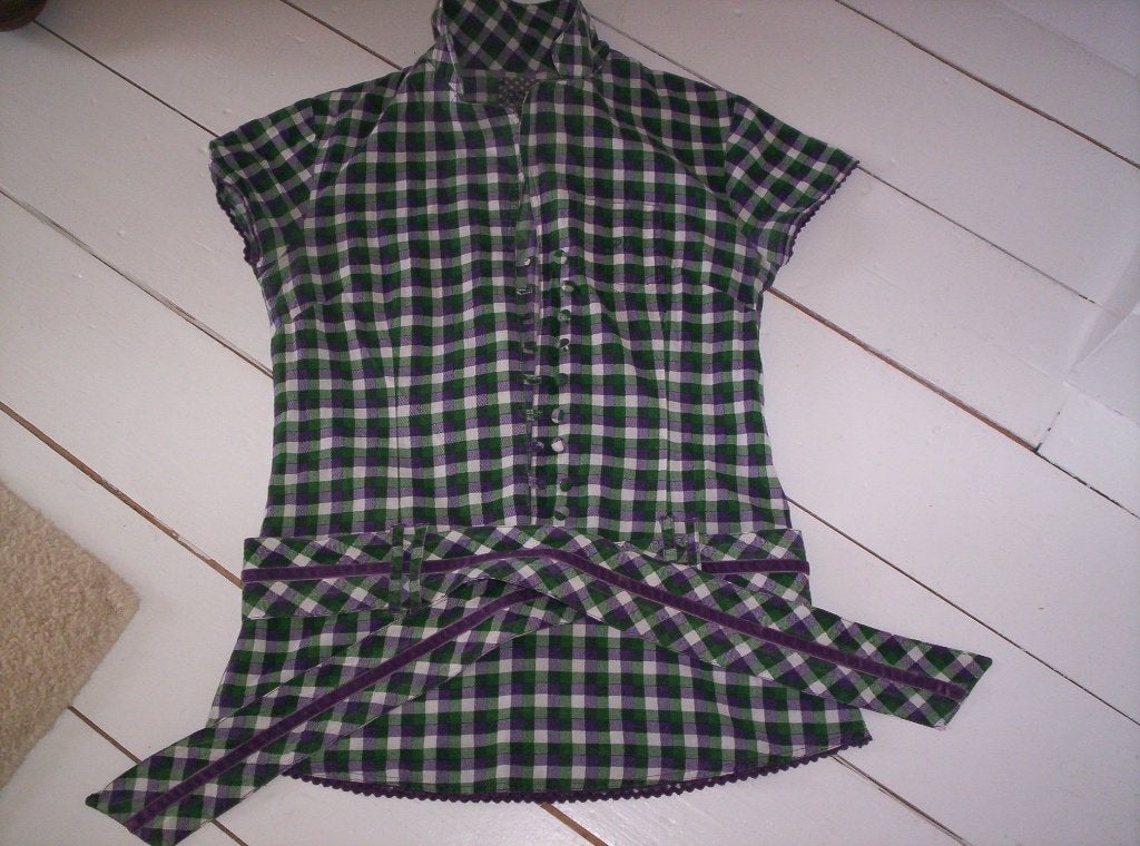 BLOESJE van RAGS FOR GIRLS, ruitje in paars/groen/wit, Rags for Girls, Meisje, Overhemd of Blouse, Ophalen of Verzenden