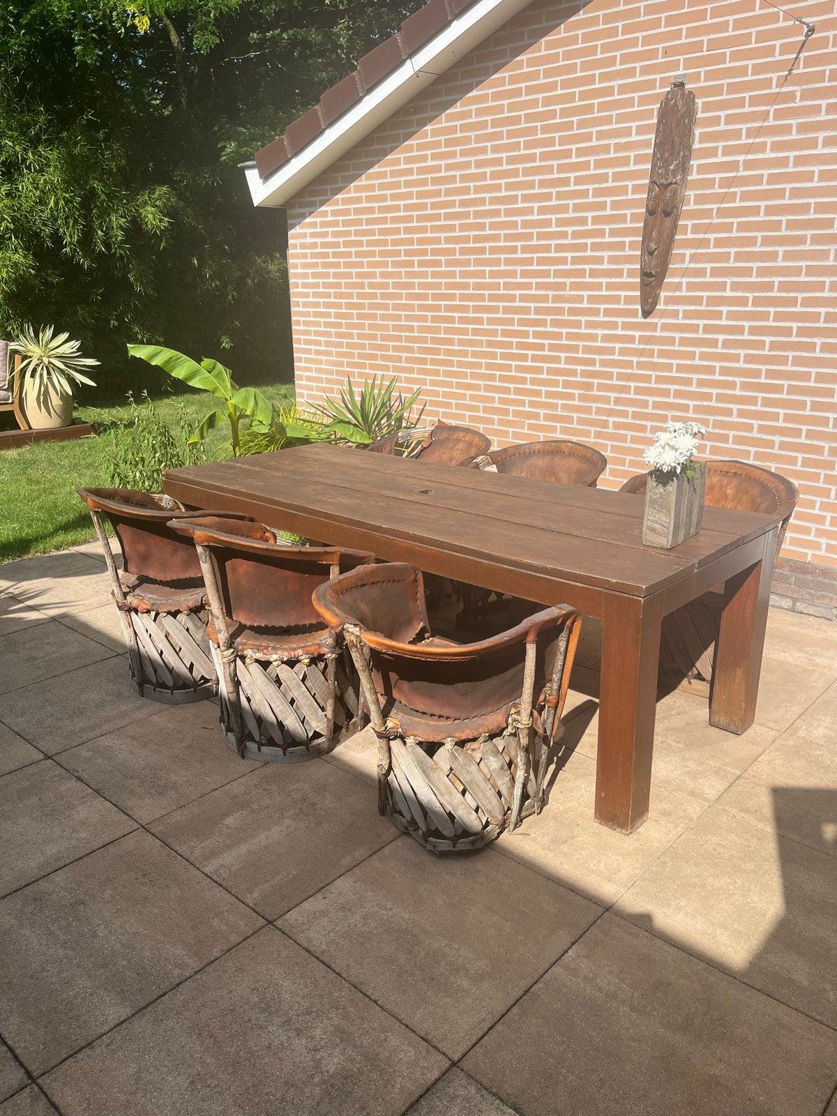 Massieve Bankirai hardhouten tuintafel - 2.30 x 90 cm, Ophalen, Gebruikt, Rechthoekig, Hout