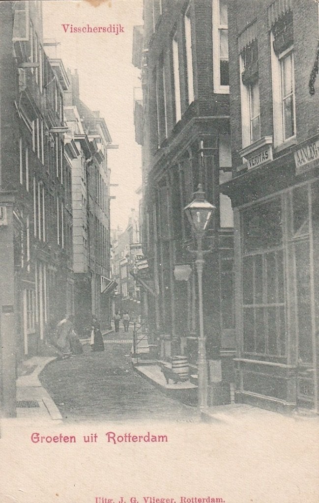 728W Rotterdam Vissersdijk Vlieger-kaart vanuit Beurssteeg, Ophalen of Verzenden, Voor 1920, Ongelopen, Zuid-Holland