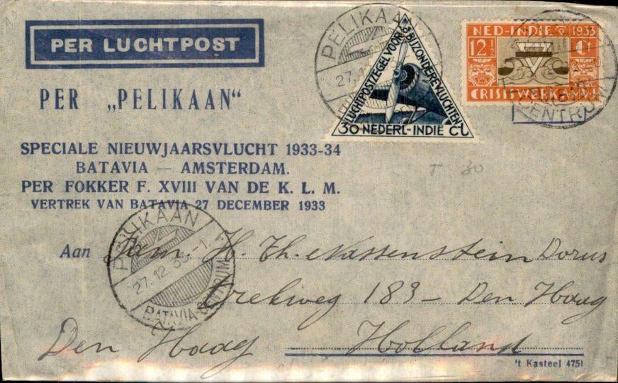 Nederlands Indië - Frankering - Pelikaan - 1933, Postzegels en Munten, Brieven en Enveloppen | Buitenland, Verzenden, Envelop