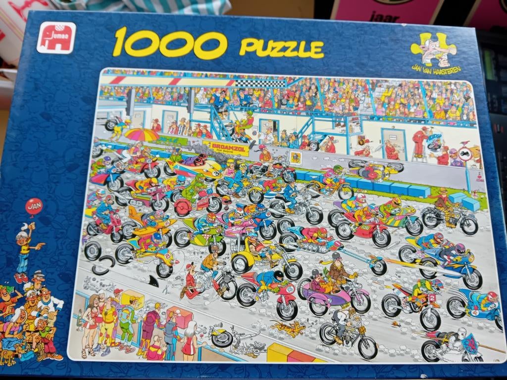 Jan van haasteren puzzel, motor race, Hobby en Vrije tijd, Denksport en Puzzels, Ophalen of Verzenden, 500 t/m 1500 stukjes, Zo goed als nieuw