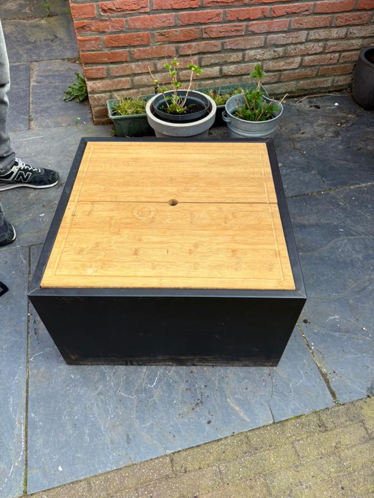 HEAT Vuurkorf 3 in 1 (Vuurkorf + BBQ+ Tafel), Tuin en Terras, Houtskoolbarbecues, Gebruikt, Ophalen