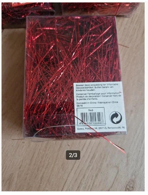 3x rood lametta a 13 gram h, Diversen, Evora, Onbekend, Nieuw, Ophalen of Verzenden