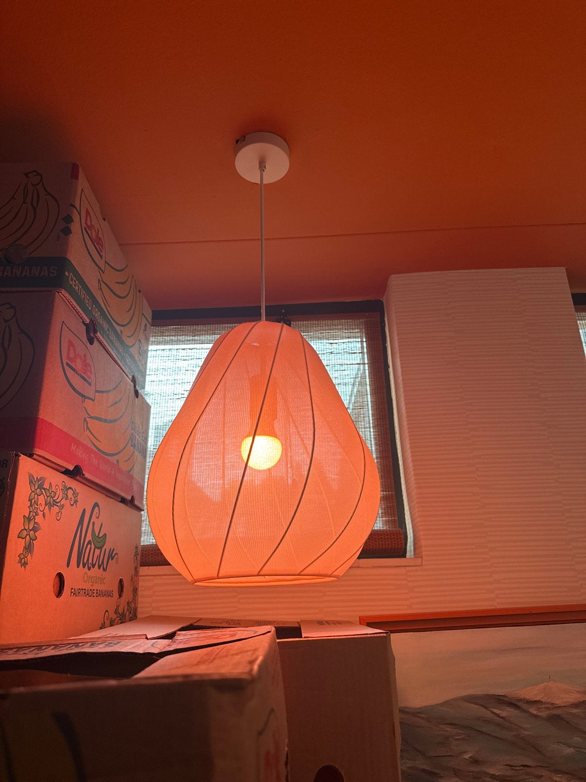 Lichtroze hanglamp Kwantum - Zo goed als nieuw, Ophalen, Zo goed als nieuw, Textiel, E27 (groot)