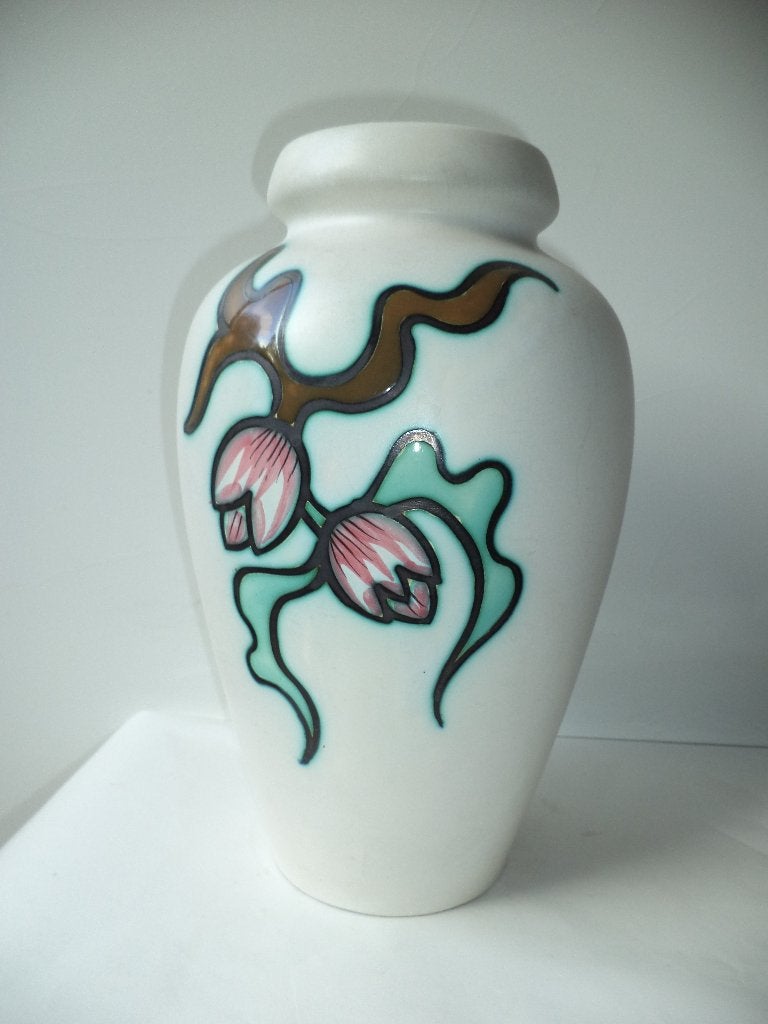 Vintage Gouda Holland plateel FLORA BIANCA vaas modelnr 1832, Ophalen of Verzenden
